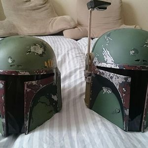 Comparison of the Sideshow Boba Fett Helmet with the Master Replicas Helmet. As you can see the MR Helmet is bigger.