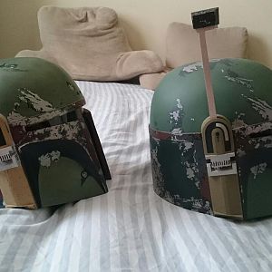 Comparison of the Sideshow Boba Fett Helmet with the Master Replicas Helmet. As you can see the MR Helmet is bigger.