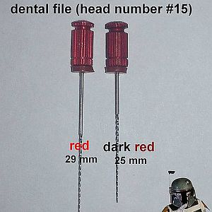 Colour difference dental file head number #15